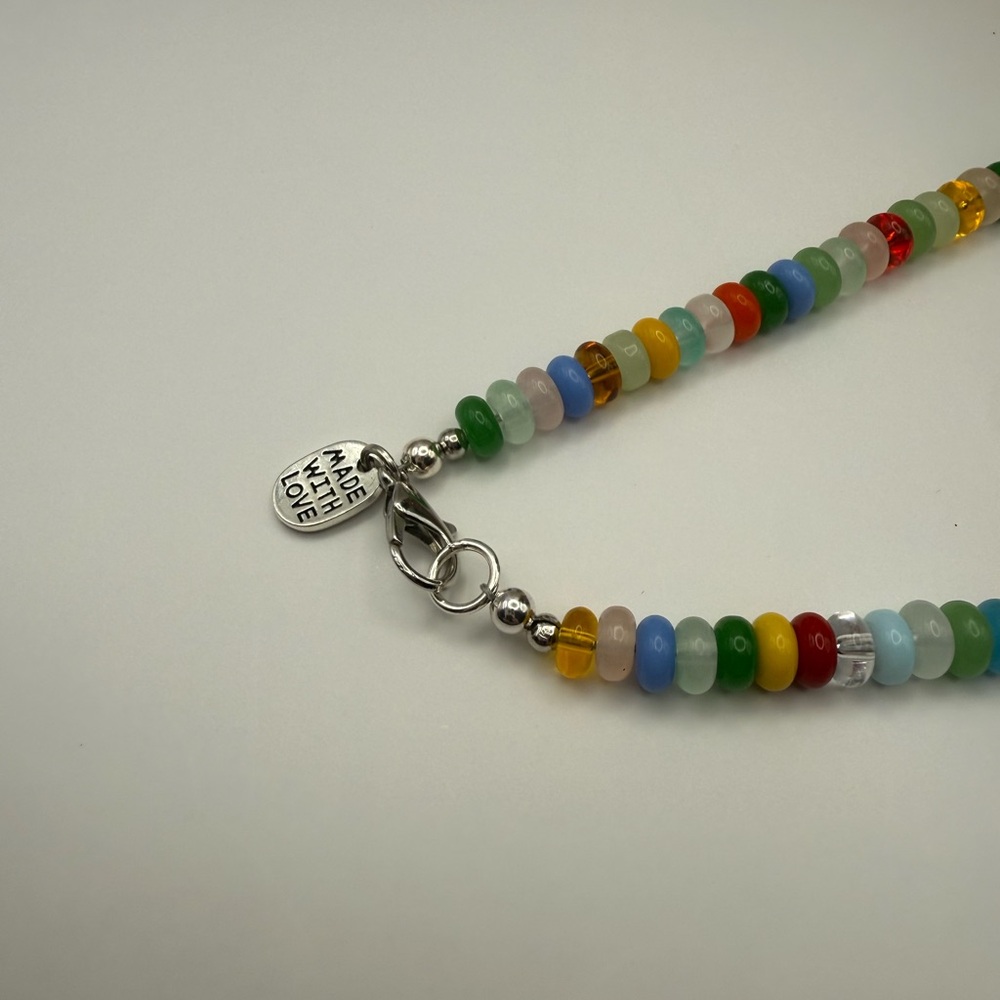 NEW Artisan Made Colorful 4mm Glass Bead Necklace 16" - Picture 2 of 4
